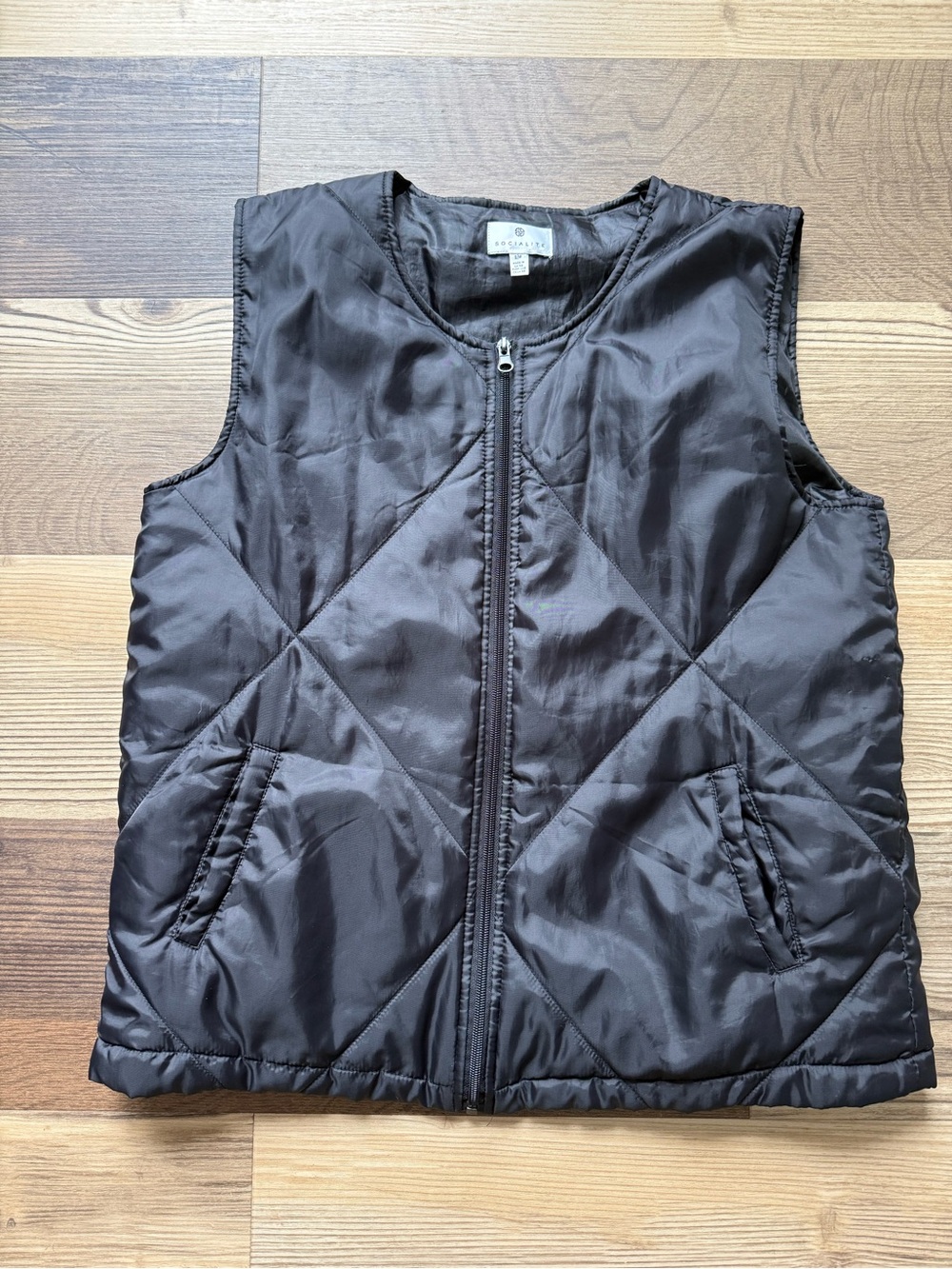 Socialite Black S/M Quilted Puffer Vest Streetwear Gorpcore Utility